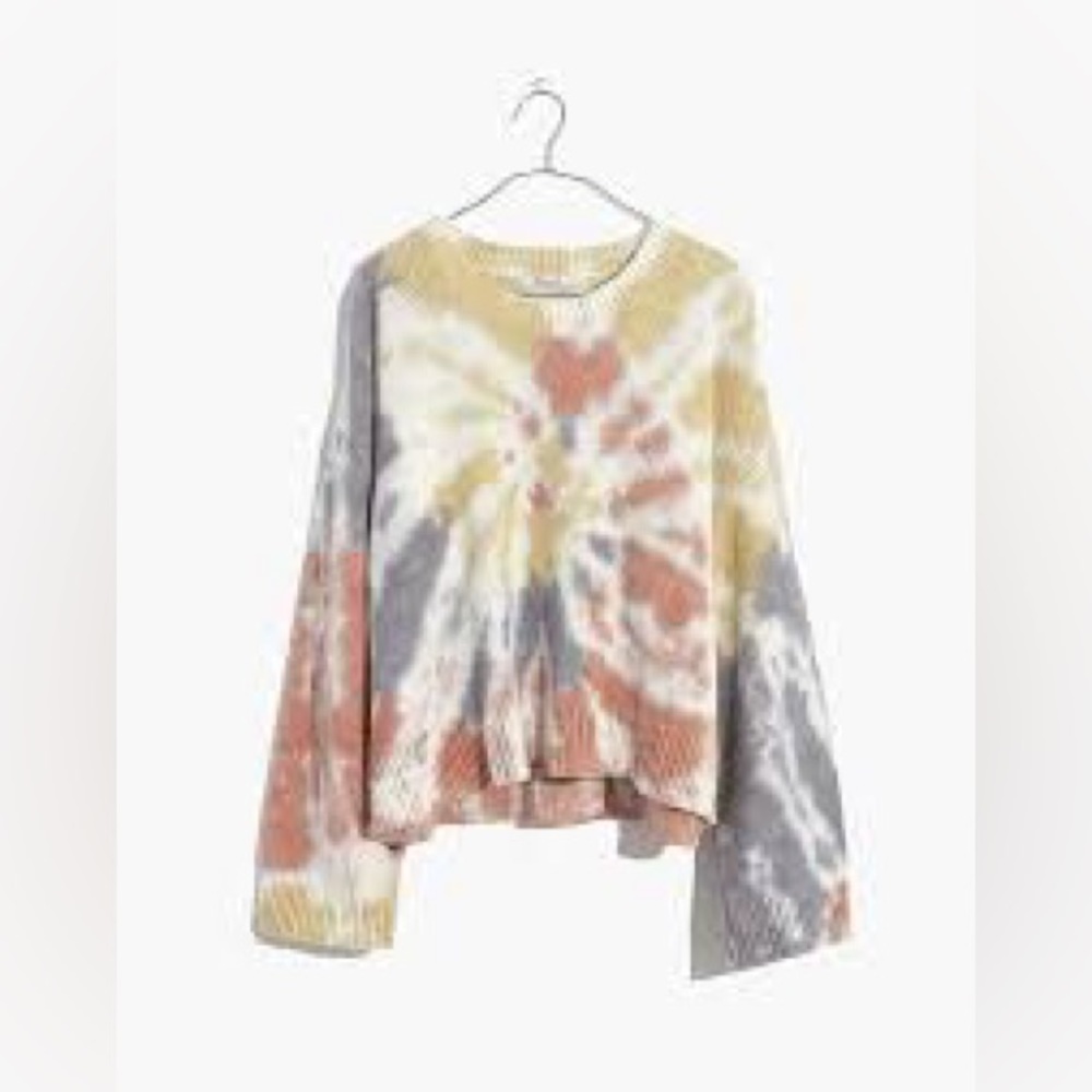 Madewell Westford Rainbow Tie-Dye Long Sleeve Pullover Sweater Top XS
